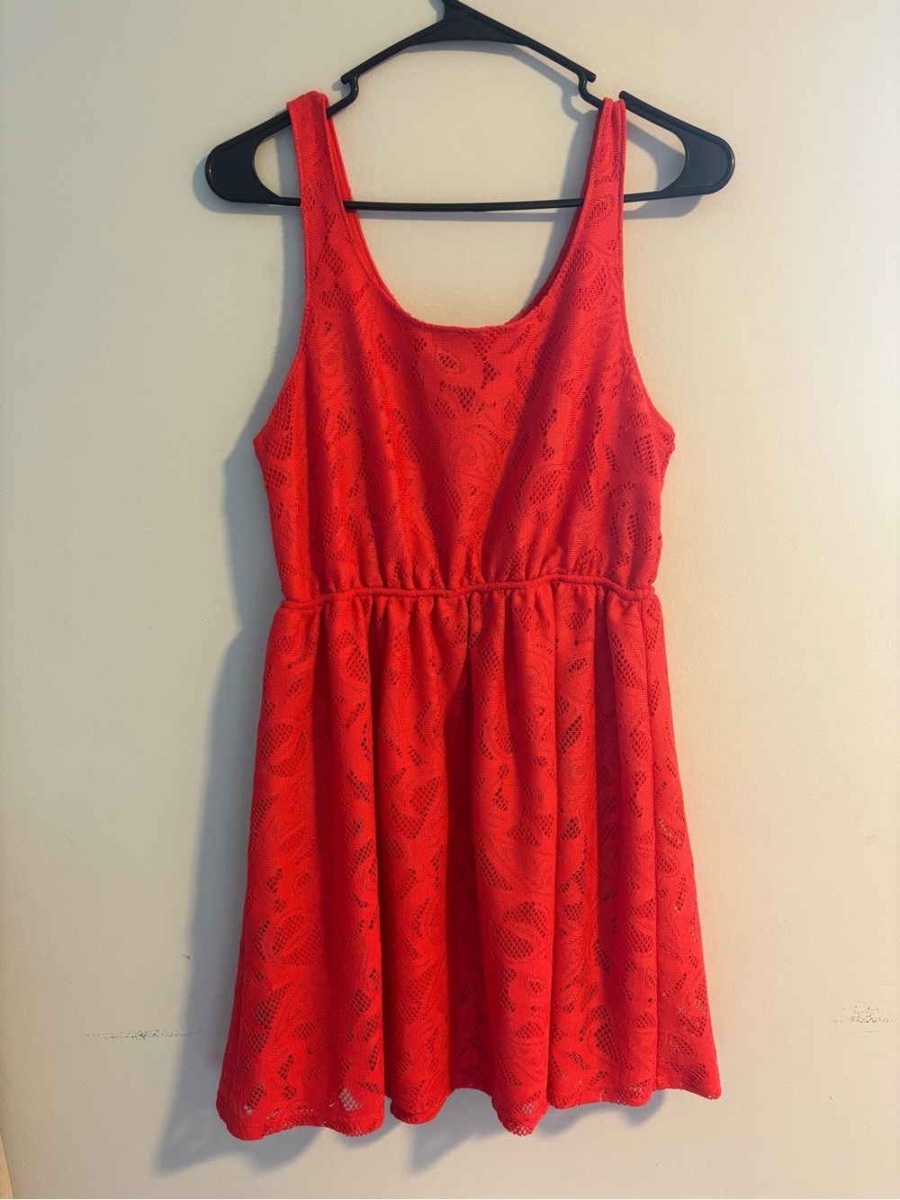 Coral Lace Fit-and-Flare Dress
